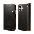 For iPhone 16 Plus Denior B01 Oil Wax Cowhide Magnetic Button Genuine Leather Case(Black) - iPhone 16 Plus Cases by Denior | Online Shopping South Africa | PMC TechLife | Buy Now Pay Later Mobicred