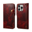 For iPhone 16 Pro Max Denior B01 Oil Wax Cowhide Magnetic Button Genuine Leather Case(Red) - iPhone 16 Pro Max Cases by Denior | Online Shopping South Africa | PMC TechLife | Buy Now Pay Later Mobicred