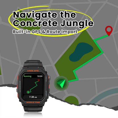 Zeblaze Ares GPS Rugged GPS Smart Watch, Support Heart Rate / Pulse Ox Blood Oxygen(Lava Black) - free shipping - PMC Jewellery - Order now!