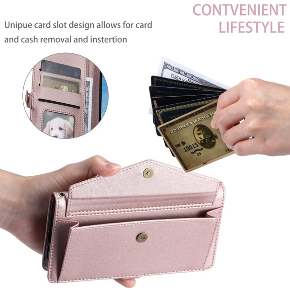 For Samsung Galaxy S25 5G Wallet Multi-card Slot Leather Phone Case with Lanyard(Rose Gold)