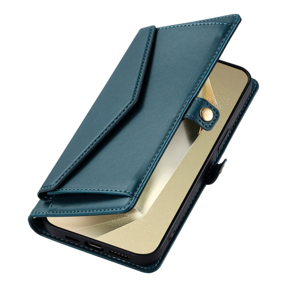 For Samsung Galaxy S25 5G Wallet Multi-card Slot Leather Phone Case with Lanyard(Green)