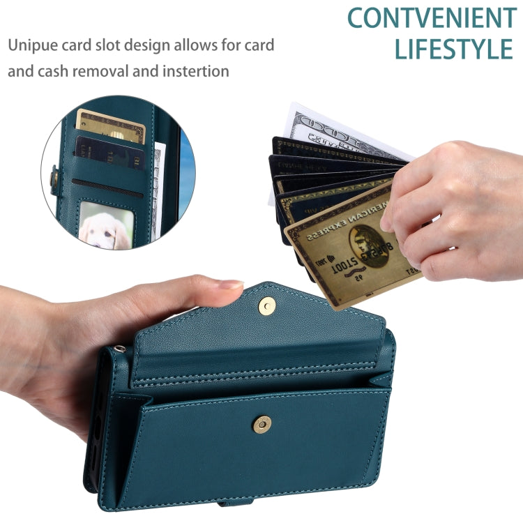 For Samsung Galaxy S25 5G Wallet Multi-card Slot Leather Phone Case with Lanyard(Green)