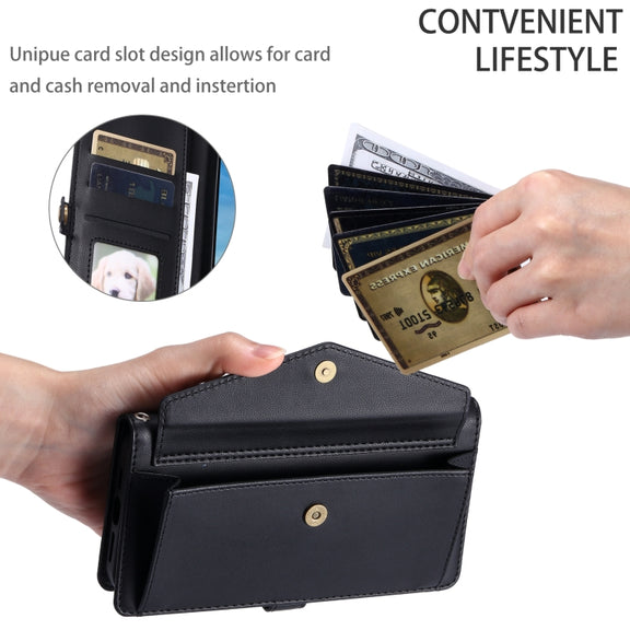For Samsung Galaxy S25 5G Wallet Multi-card Slot Leather Phone Case with Lanyard(Black)