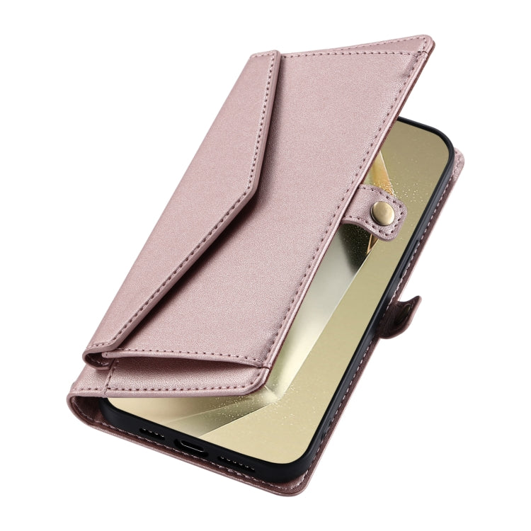 For Samsung Galaxy S25+ 5G Wallet Multi-card Slot Leather Phone Case with Lanyard(Rose Gold) - Galaxy S25+ 5G Cases by PMC TechLife | Online Shopping South Africa | PMC TechLife | Buy Now Pay Later Mobicred