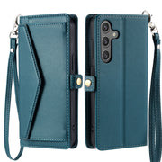 For Samsung Galaxy S25+ 5G Wallet Multi-card Slot Leather Phone Case with Lanyard(Green)