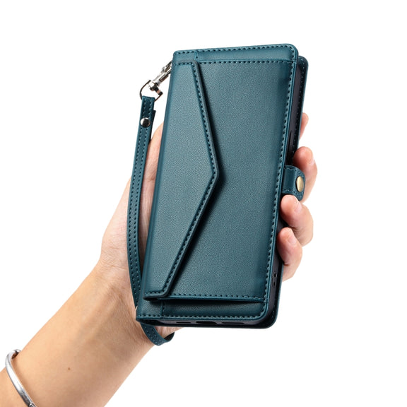 For Samsung Galaxy S25+ 5G Wallet Multi-card Slot Leather Phone Case with Lanyard(Green)