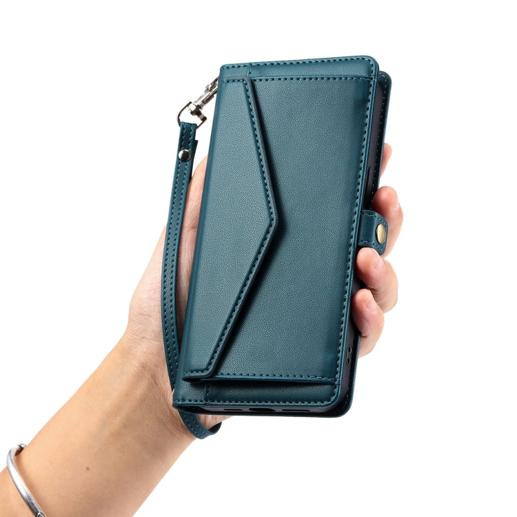 For Samsung Galaxy S25+ 5G Wallet Multi-card Slot Leather Phone Case with Lanyard(Green)