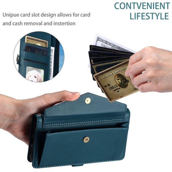 For Samsung Galaxy S25+ 5G Wallet Multi-card Slot Leather Phone Case with Lanyard(Green)