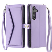 For Samsung Galaxy S25+ 5G Wallet Multi-card Slot Leather Phone Case with Lanyard(Purple)