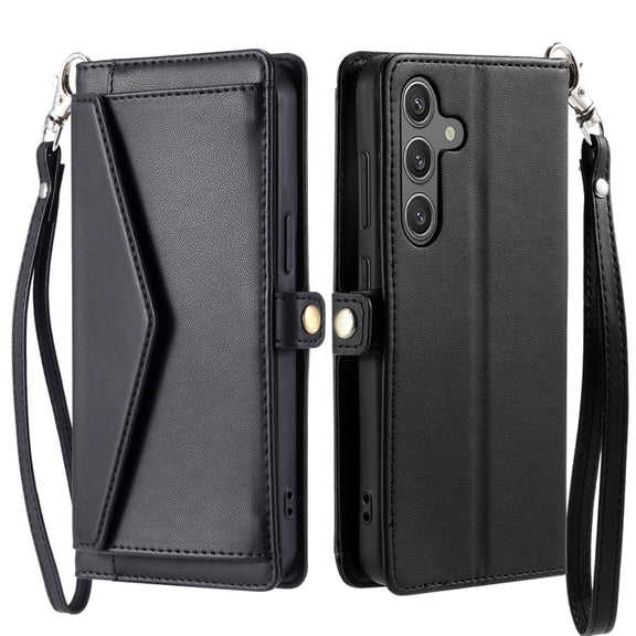 For Samsung Galaxy S25+ 5G Wallet Multi-card Slot Leather Phone Case with Lanyard(Black)