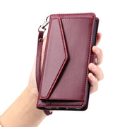 For Samsung Galaxy S25 Ultra 5G Wallet Multi-card Slot Leather Phone Case with Lanyard(Wine Red)