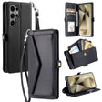 For Samsung Galaxy S25 Ultra 5G Wallet Multi-card Slot Leather Phone Case with Lanyard(Black) - Galaxy S25 Ultra 5G Cases by PMC TechLife | Online Shopping South Africa | PMC TechLife | Buy Now Pay Later Mobicred