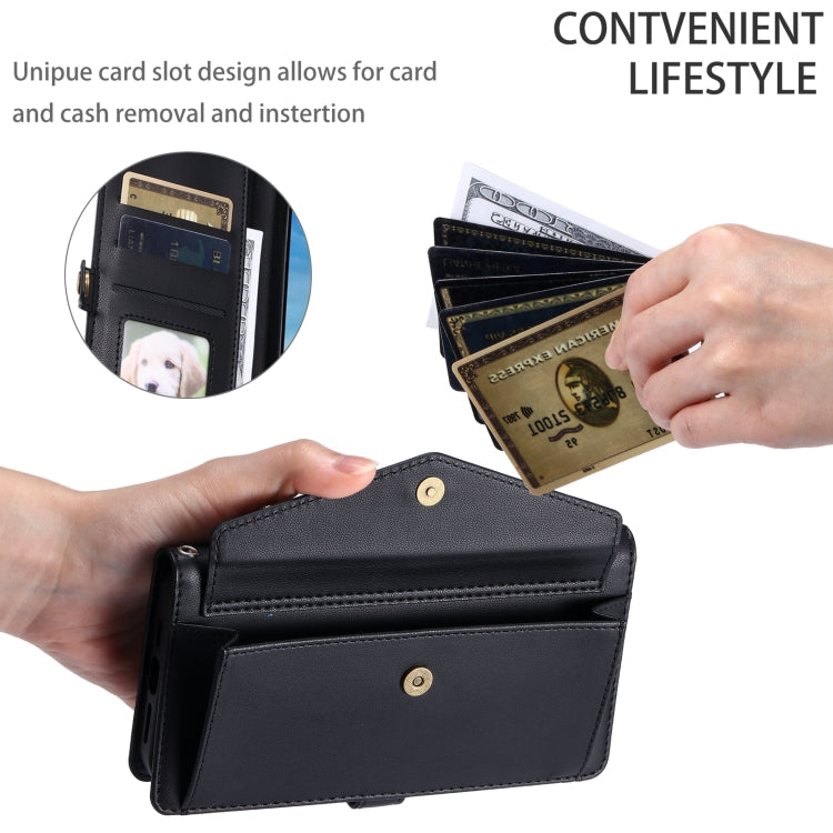 For Samsung Galaxy S25 Ultra 5G Wallet Multi-card Slot Leather Phone Case with Lanyard(Black)