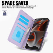 For Motorola Moto G Play 2024 Skin Feel Pure Color Card Slots Leather Phone Case with Dual Lanyard(Purple)