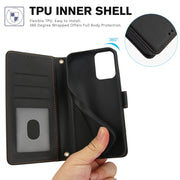 For Motorola Moto G Power 5G 2024 Skin Feel Pure Color Card Slots Leather Phone Case with Dual Lanyard(Black)