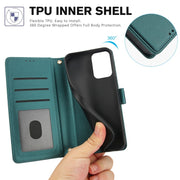For Motorola Moto G Stylus 5G 2024 Skin Feel Pure Color Card Slots Leather Phone Case with Dual Lanyard(Green)