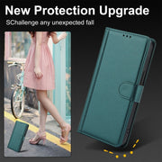 For Motorola Moto G Stylus 5G 2024 Skin Feel Pure Color Card Slots Leather Phone Case with Dual Lanyard(Green)