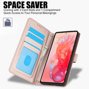 For Motorola Moto G Stylus 5G 2024 Skin Feel Pure Color Card Slots Leather Phone Case with Dual Lanyard(Rose Gold)