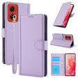For Motorola Moto G Stylus 5G 2024 Skin Feel Pure Color Card Slots Leather Phone Case with Dual Lanyard(Purple) - Motorola Cases by PMC Jewellery | Online Shopping South Africa | PMC Jewellery | Buy Now Pay Later Mobicred