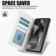 For Samsung Galaxy S25 Ultra 5G Skin Feel Pure Color Card Slots Leather Phone Case with Dual Lanyard(White)