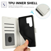 For Samsung Galaxy S25 Ultra 5G Skin Feel Pure Color Card Slots Leather Phone Case with Dual Lanyard(White)