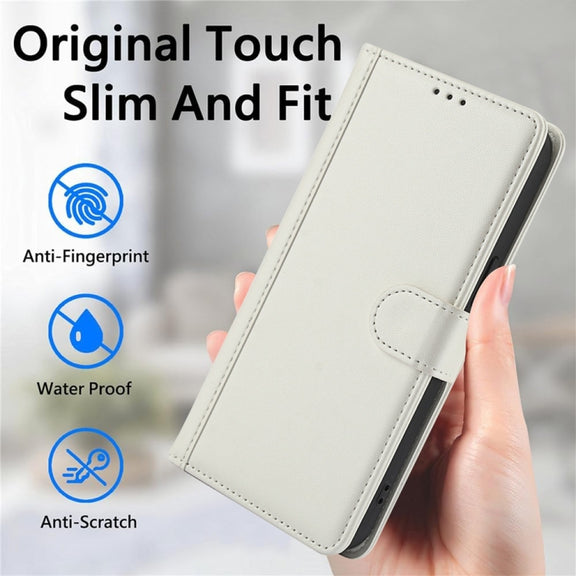 For Samsung Galaxy S25 Ultra 5G Skin Feel Pure Color Card Slots Leather Phone Case with Dual Lanyard(White)