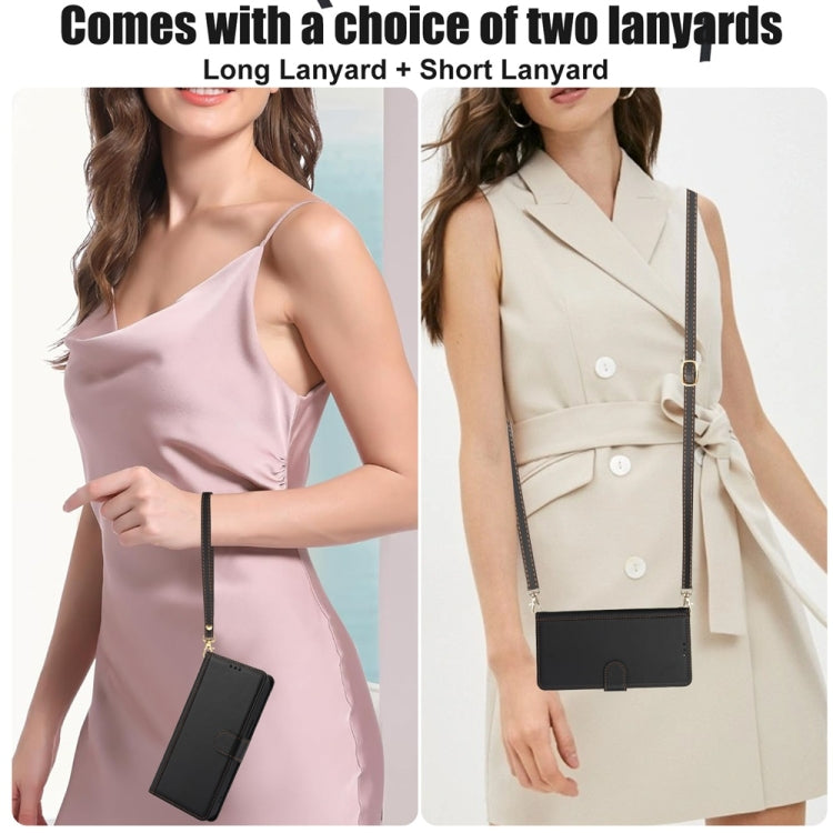 For Samsung Galaxy S25 Ultra 5G Skin Feel Pure Color Card Slots Leather Phone Case with Dual Lanyard(Black) - Galaxy S25 Ultra 5G Cases by PMC TechLife | Online Shopping South Africa | PMC TechLife | Buy Now Pay Later Mobicred