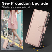 For Samsung Galaxy S25 Ultra 5G Skin Feel Pure Color Card Slots Leather Phone Case with Dual Lanyard(Rose Gold)