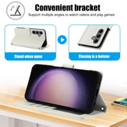 For Samsung Galaxy S25+ 5G Skin Feel Pure Color Card Slots Leather Phone Case with Dual Lanyard(White)