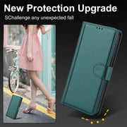 For Samsung Galaxy S25+ 5G Skin Feel Pure Color Card Slots Leather Phone Case with Dual Lanyard(Green)