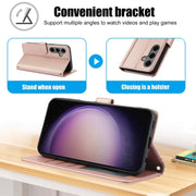 For Samsung Galaxy S25+ 5G Skin Feel Pure Color Card Slots Leather Phone Case with Dual Lanyard(Rose Gold)