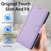 For Samsung Galaxy S25+ 5G Skin Feel Pure Color Card Slots Leather Phone Case with Dual Lanyard(Purple)