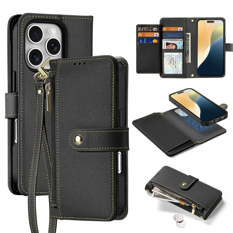 For iPhone 16 Pro Max DUX DUCIS Lawa Series 2 in 1 Wallet Zipper Detachable MagSafe Phone Case with Lanyard(Black) - free shipping - PMC Jewellery - Order now!