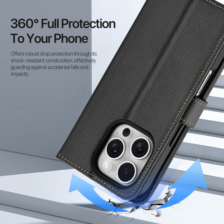For iPhone 16 Pro Max DUX DUCIS Lawa Series 2 in 1 Wallet Zipper Detachable MagSafe Phone Case with Lanyard(Black)