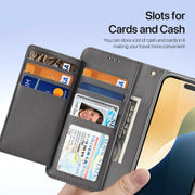 For iPhone 16 Pro Max DUX DUCIS Lawa Series 2 in 1 Wallet Zipper Detachable MagSafe Phone Case with Lanyard(Grey)