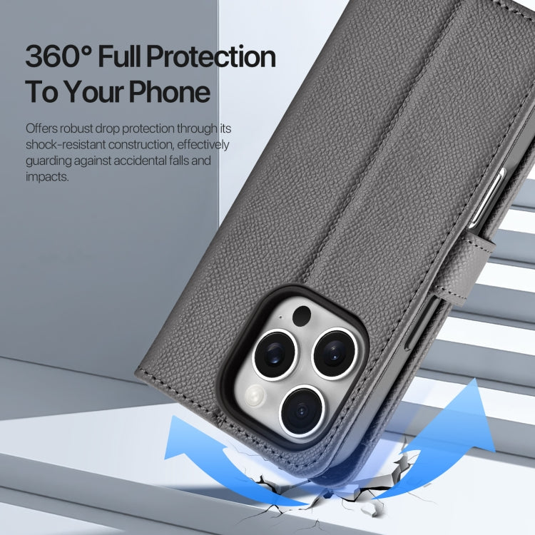 For iPhone 16 Pro Max DUX DUCIS Lawa Series 2 in 1 Wallet Zipper Detachable MagSafe Phone Case with Lanyard(Grey)