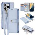 For iPhone 16 Pro Max DUX DUCIS Lawa Series 2 in 1 Wallet Zipper Detachable MagSafe Phone Case with Lanyard(Light Blue) - iPhone 16 Pro Max Cases by DUX DUCIS | Online Shopping South Africa | PMC TechLife | Buy Now Pay Later Mobicred