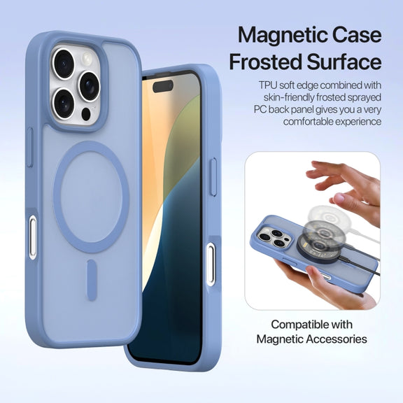 For iPhone 16 Pro Max DUX DUCIS Lawa Series 2 in 1 Wallet Zipper Detachable MagSafe Phone Case with Lanyard(Light Blue)