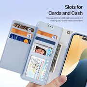 For iPhone 16 Pro Max DUX DUCIS Lawa Series 2 in 1 Wallet Zipper Detachable MagSafe Phone Case with Lanyard(Light Blue)