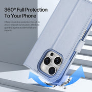 For iPhone 16 Pro Max DUX DUCIS Lawa Series 2 in 1 Wallet Zipper Detachable MagSafe Phone Case with Lanyard(Light Blue)