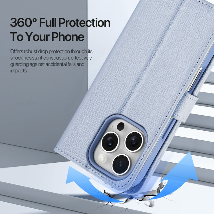 For iPhone 16 Pro Max DUX DUCIS Lawa Series 2 in 1 Wallet Zipper Detachable MagSafe Phone Case with Lanyard(Light Blue)