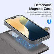 For iPhone 16 Pro DUX DUCIS Lawa Series 2 in 1 Wallet Zipper Detachable MagSafe Phone Case with Lanyard(Grey)