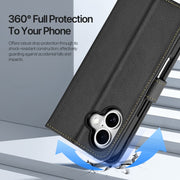 For iPhone 16 DUX DUCIS Lawa Series 2 in 1 Wallet Zipper Detachable MagSafe Phone Case with Lanyard(Black)
