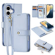 For iPhone 16 DUX DUCIS Lawa Series 2 in 1 Wallet Zipper Detachable MagSafe Phone Case with Lanyard(Light Blue) - free shipping - PMC TechLife - Order now!
