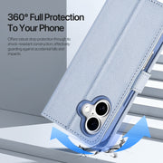 For iPhone 16 DUX DUCIS Lawa Series 2 in 1 Wallet Zipper Detachable MagSafe Phone Case with Lanyard(Light Blue)