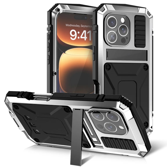 For iPhone 16 Pro Max R-JUST Life Water-resistant Dustproof Shockproof Phone Case(Silver)