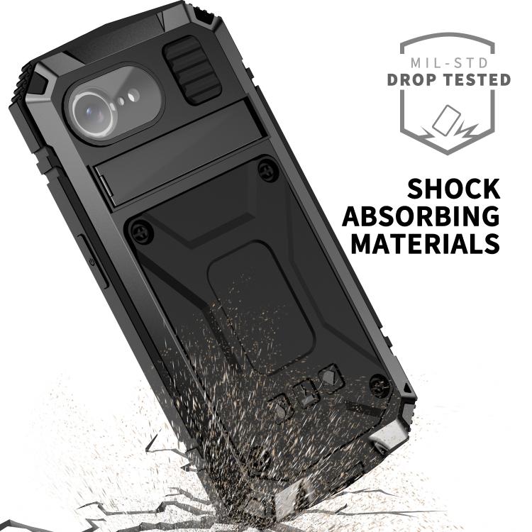 For iPhone 16e R-JUST Life Water-resistant Dustproof Shockproof Phone Case(Black)