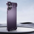 For iPhone 16 Frameless Metal Corner Pad Phone Case with Lens Film(Purple) - iPhone 16 Cases by PMC TechLife | Online Shopping South Africa | PMC TechLife | Buy Now Pay Later Mobicred