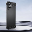For iPhone 16 Frameless Metal Corner Pad Phone Case with Lens Film(Black) - iPhone 16 Cases by PMC TechLife | Online Shopping South Africa | PMC TechLife | Buy Now Pay Later Mobicred