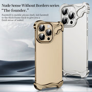 For iPhone 16 Frameless Metal Corner Pad Phone Case with Lens Film(Black)